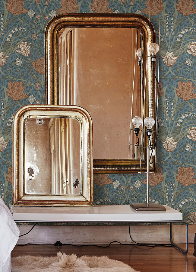 fillippa-blue-tulip-wallpaper-york-wallcoverings-4080-33009 - York Wallcoverings Wallpaper