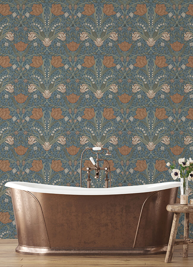 fillippa-blue-tulip-wallpaper-york-wallcoverings-4080-33009 - York Wallcoverings Wallpaper