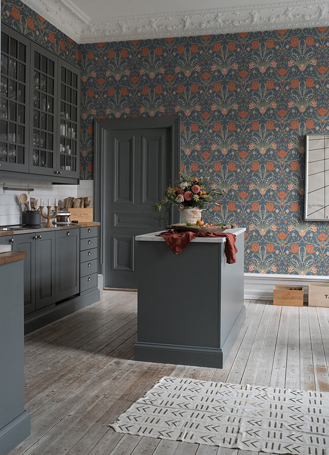 fillippa-blue-tulip-wallpaper-york-wallcoverings-4080-33009 - York Wallcoverings Wallpaper