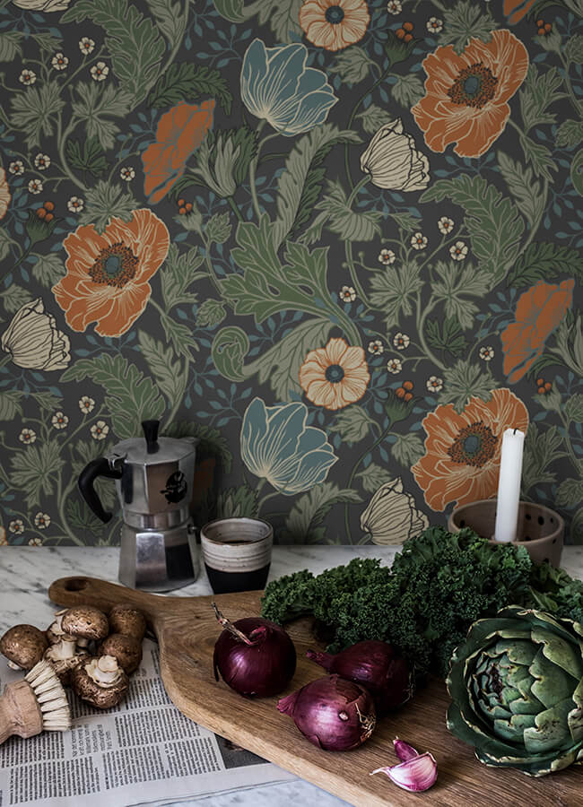 anemone-multicolor-floral-wallpaper-york-wallcoverings-4080-33003 - York Wallcoverings Wallpaper