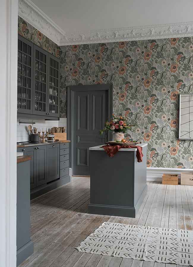 Anemone Grey Floral Wallpaper - York Wallcoverings - 4080-33001 - York Wallcoverings Wallpaper