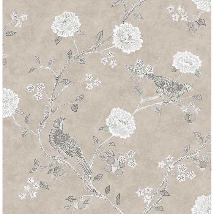 Wellesley Taupe Chinoiserie Wallpaper - York Wallcoverings - AST4969