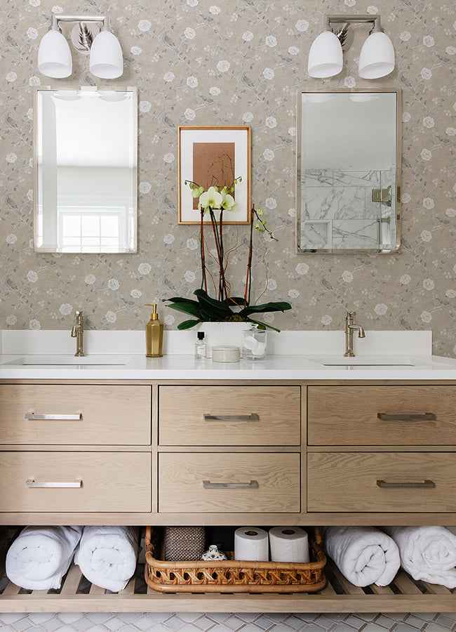 Wellesley Taupe Chinoiserie Wallpaper - York Wallcoverings - AST4969 - York Wallcoverings Wallpaper