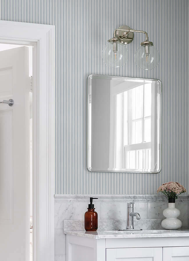 oliver-navy-simple-stripe-wallpaper-york-wallcoverings-ast4971 - York Wallcoverings Papel pintado
