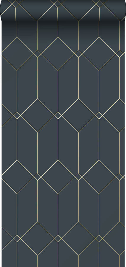 trilliant-dark-blue-art-deco-motif-wallpaper-york-wallcoverings-dd139225 - York Wallcoverings Wallpaper