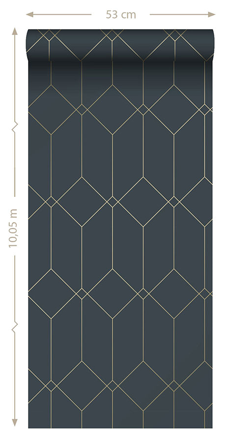 trilliant-dark-blue-art-deco-motif-wallpaper-york-wallcoverings-dd139225 - York Wallcoverings Wallpaper