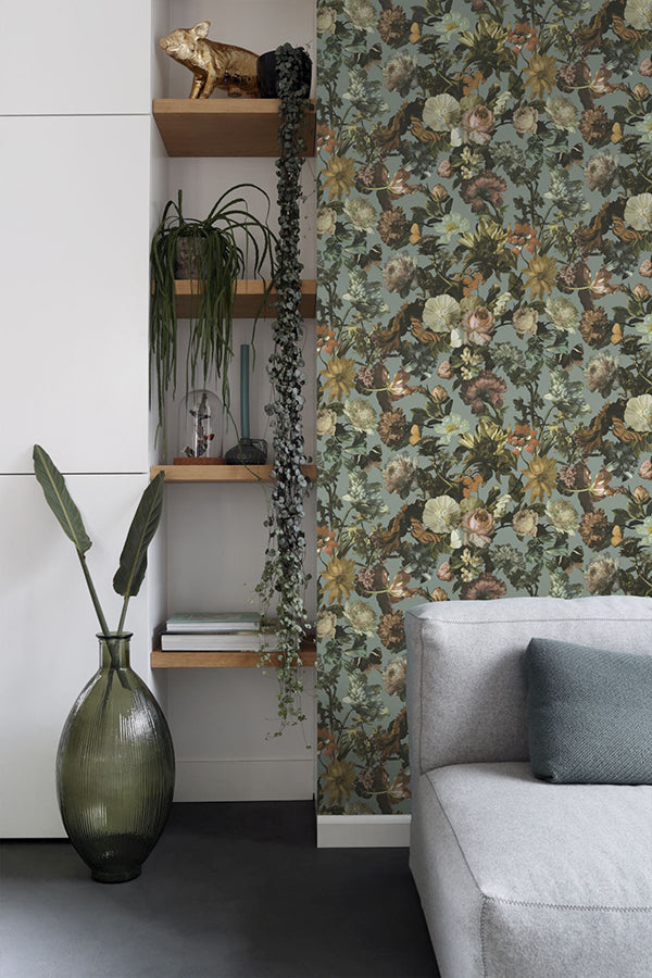 zarinda-light-blue-flowers-wallpaper-york-wallcoverings-dd139292 - York Wallcoverings Wallpaper
