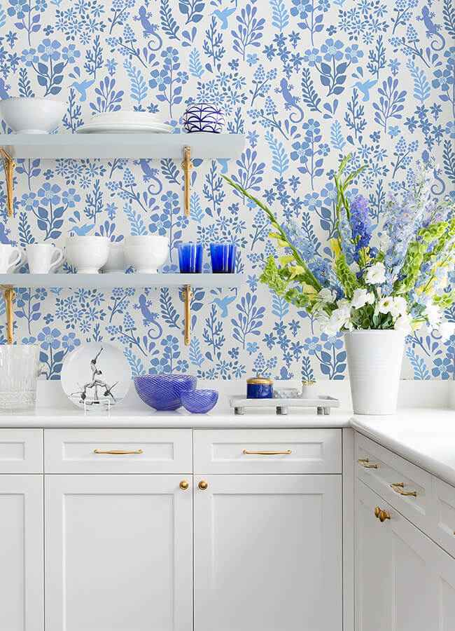Karina Blue Meadow Wallpaper - York Wallcoverings - 2980-26171 - York Wallcoverings Wallpaper