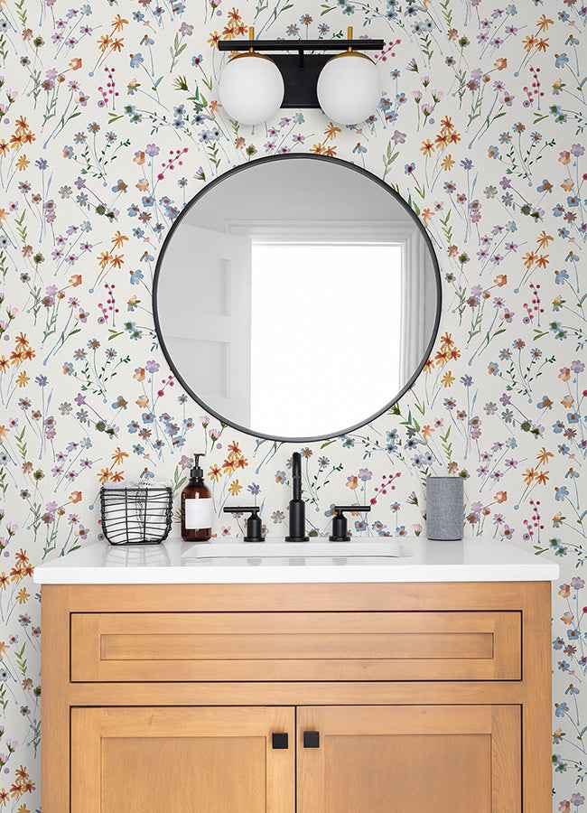 Heidi Peach Watercolor Florals Wallpaper - York Wallcoverings - 2980-26175 - York Wallcoverings Wallpaper