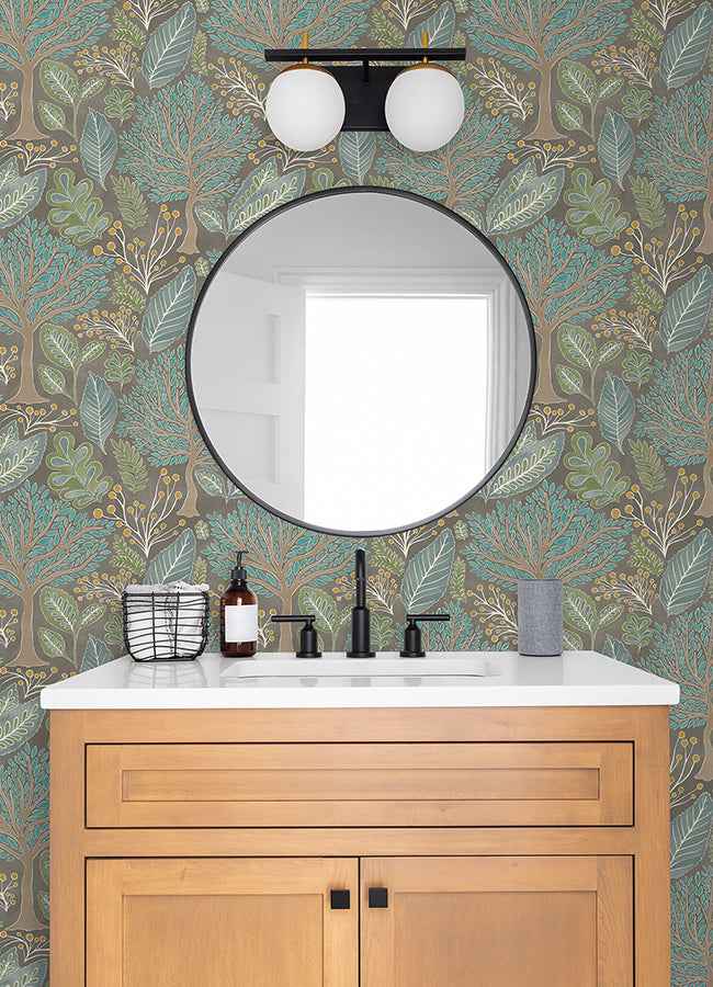 Kiah Taupe Forest Wallpaper - York Wallcoverings - 2980-26182 - York Wallcoverings Wallpaper