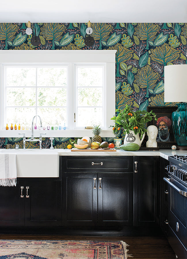 Kiah Blue Forest Wallpaper - York Wallcoverings - 2980-26186 - York Wallcoverings Wallpaper