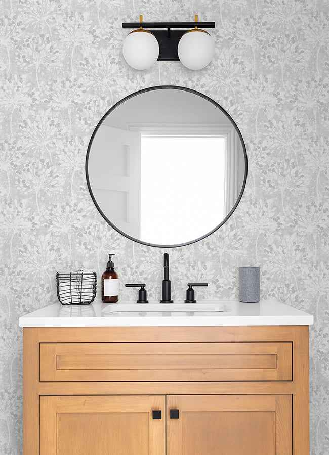 Dori Light Grey Painterly Floral Wallpaper - York Wallcoverings - 2980-26190 - York Wallcoverings Wallpaper