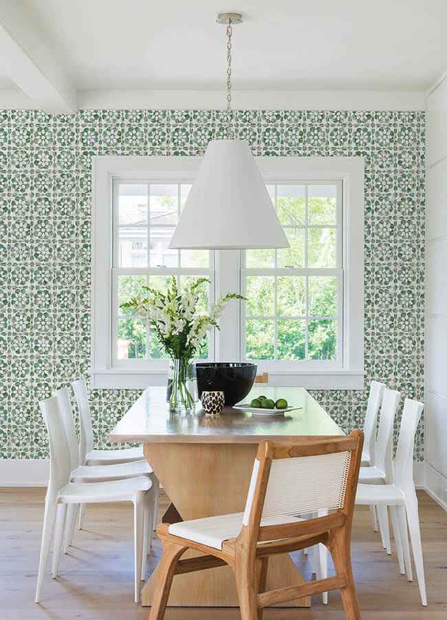 Izeda Green Floral Tile Wallpaper - York Wallcoverings - 2980-26193 - York Wallcoverings Wallpaper