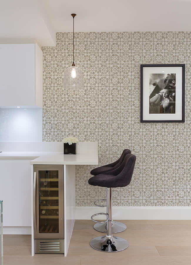 Izeda Taupe Floral Tile Wallpaper - York Wallcoverings - 2980-26195 - York Wallcoverings Wallpaper