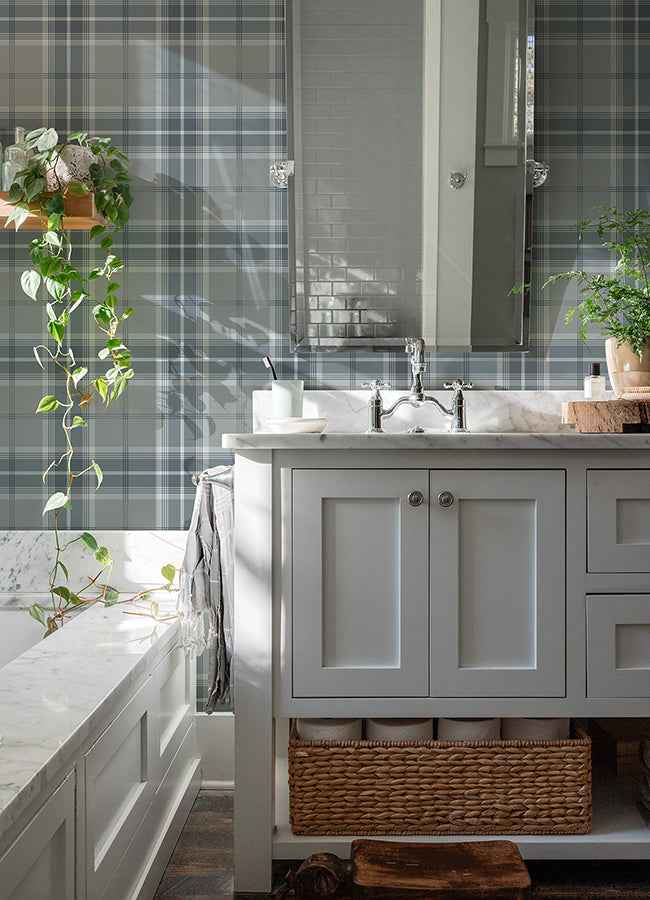 Sala Blue Plaid Wallpaper - York Wallcoverings - 2980-92120 - York Wallcoverings Wallpaper