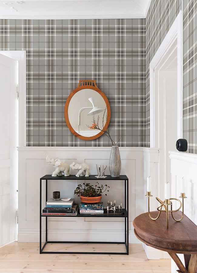 Sala Neutral Plaid Wallpaper - York Wallcoverings - 2980-92121 - York Wallcoverings Wallpaper