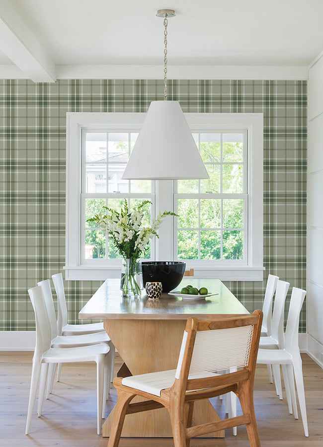 Sala Green Plaid Wallpaper - York Wallcoverings - 2980-92122 - York Wallcoverings Wallpaper