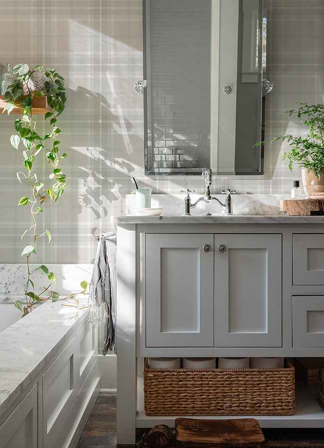 Sala White Plaid Wallpaper - York Wallcoverings - 2980-92123 - York Wallcoverings Wallpaper