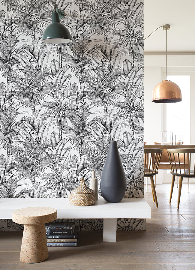Serra White Palm Wallpaper - York Wallcoverings - 2980-478013 - York Wallcoverings Wallpaper