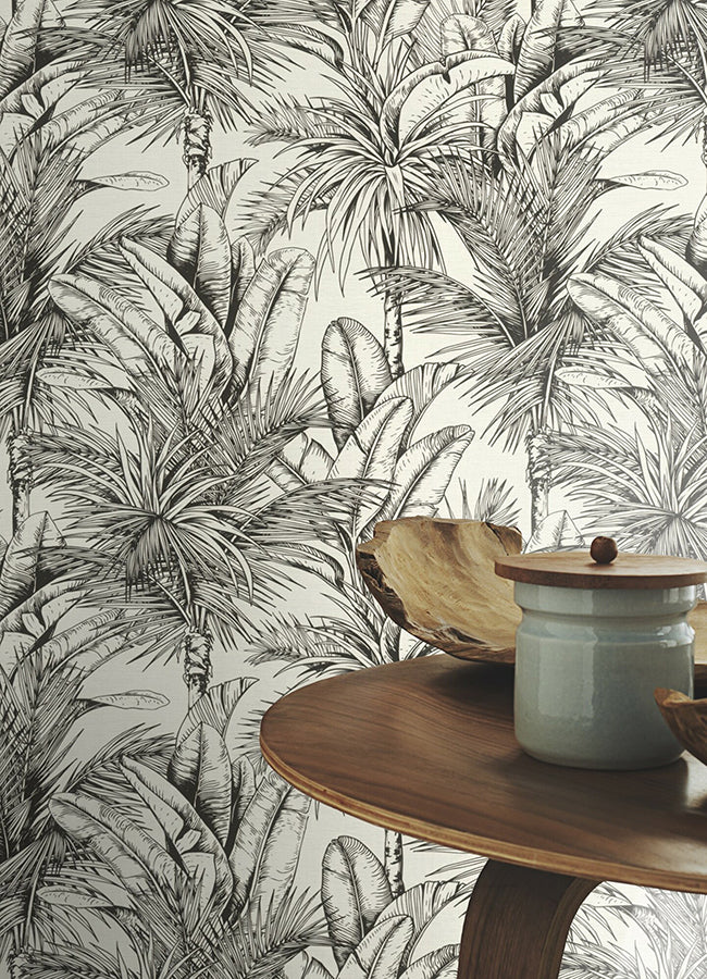 Serra White Palm Wallpaper - York Wallcoverings - 2980-478013 - York Wallcoverings Wallpaper