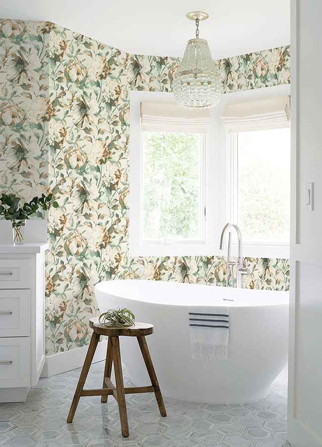 Attia Light Blue Floral Wallpaper - York Wallcoverings - 2980-485134 - York Wallcoverings Wallpaper
