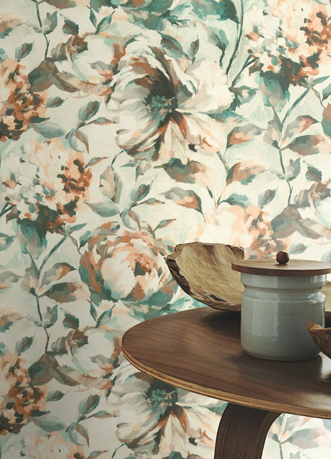 Attia Light Blue Floral Wallpaper - York Wallcoverings - 2980-485134 - York Wallcoverings Wallpaper