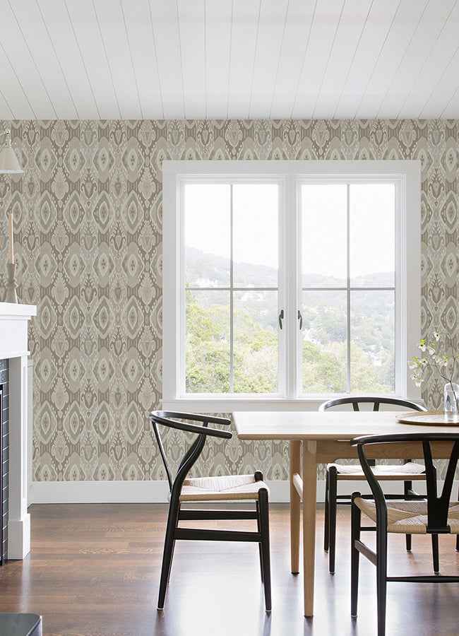 Villon Light Grey Ikat Wallpaper - York Wallcoverings - 2980-560558 - York Wallcoverings Wallpaper