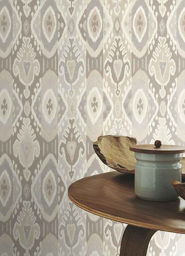 Villon Light Grey Ikat Wallpaper - York Wallcoverings - 2980-560558 - York Wallcoverings Wallpaper