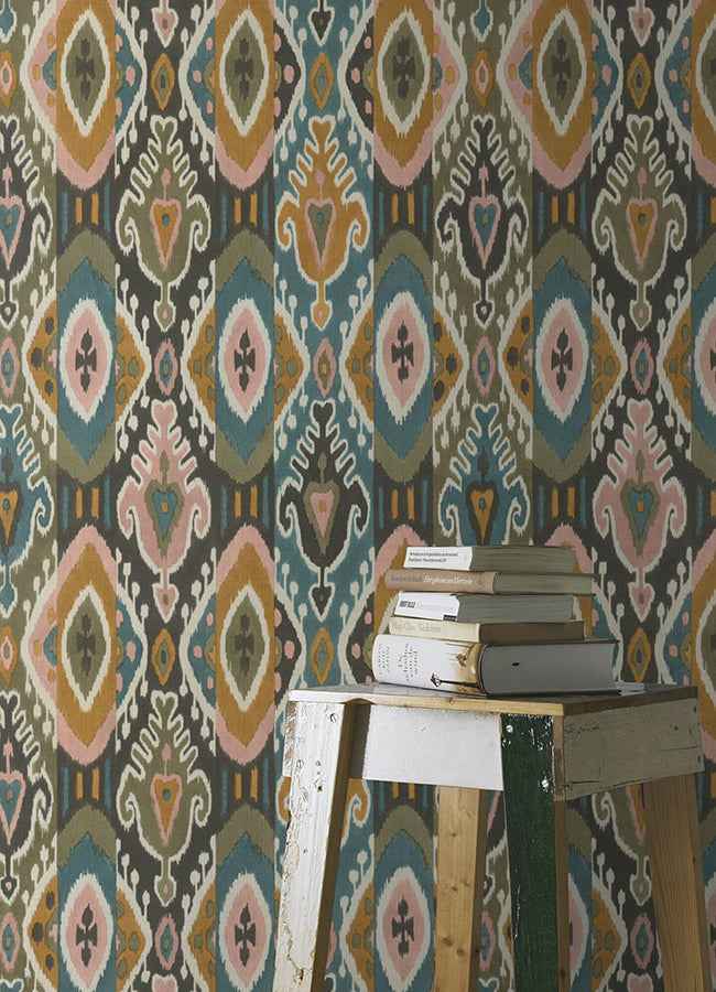 Villon Mustard Ikat Wallpaper - York Wallcoverings - 2980-560572 - York Wallcoverings Wallpaper