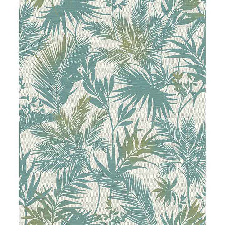 Saura Teal Frond Wallpaper - York Wallcoverings - 2980-704112
