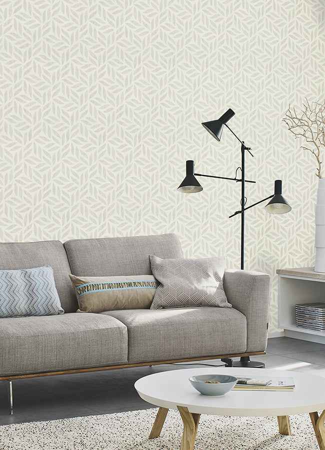 Sagano Light Grey Leaf Wallpaper - York Wallcoverings - 2980-704631 - York Wallcoverings Wallpaper