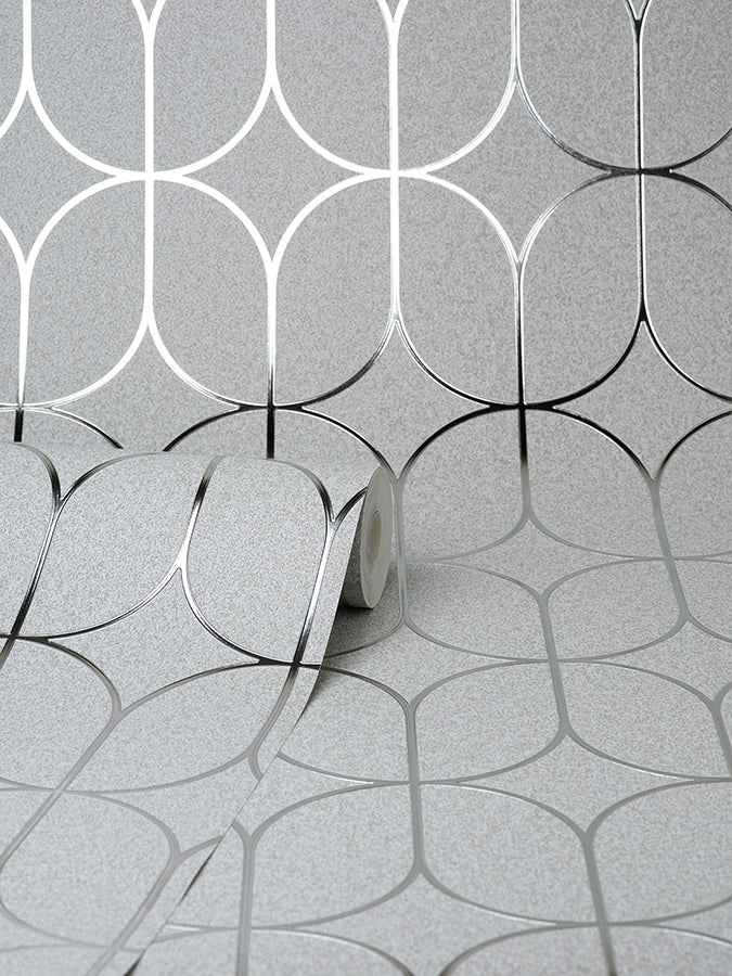Raye Silver Rosco Trellis Wallpaper - York Wallcoverings - FD42803 - York Wallcoverings Wallpaper