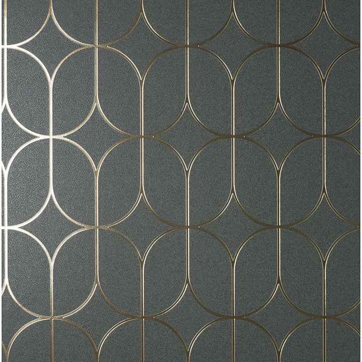 Raye Charcoal Rosco Trellis Wallpaper - York Wallcoverings - FD42804 - York Wallcoverings Wallpaper