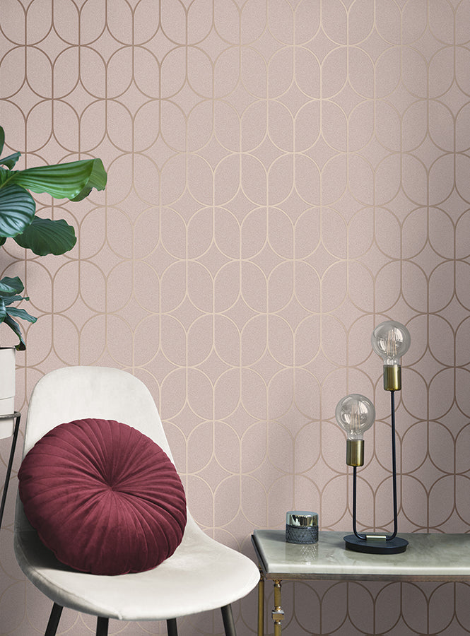 Raye Pink Rosco Trellis Wallpaper - York Wallcoverings - FD42805 - York Wallcoverings Wallpaper