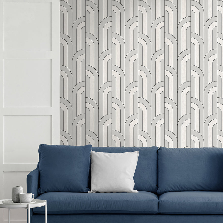 Ezra Platinum Arch Wallpaper - York Wallcoverings - FD42843 - York Wallcoverings Wallpaper