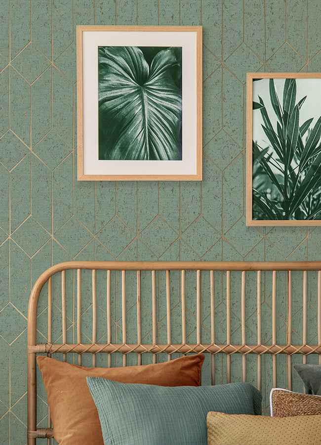 Hayden Mint Concrete Trellis Wallpaper - York Wallcoverings - 4125-26704 - York Wallcoverings Wallpaper