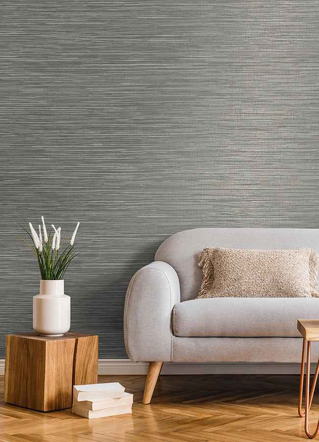 Alton Grey Faux Grasscloth Wallpaper - York Wallcoverings - 4125-26718 - York Wallcoverings Wallpaper