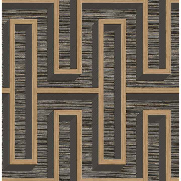 Henley Black Geometric Grasscloth Wallpaper - York Wallcoverings - 4125-26722 - York Wallcoverings Wallpaper