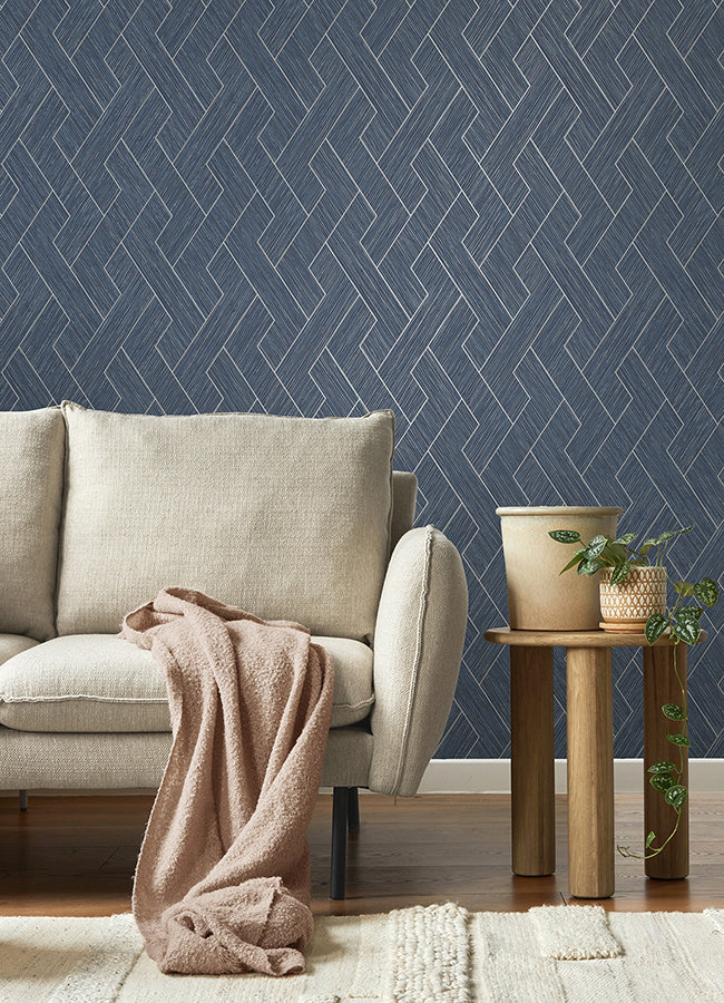 ember-indigo-geometric-basketweave-wallpaper-york-wallcoverings-4125-26727 - York Wallcoverings Papel pintado