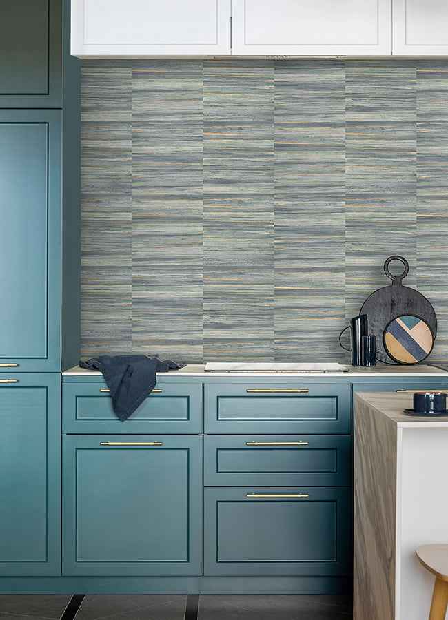Rowan Blue Faux Grasscloth Wallpaper - York Wallcoverings - 4125-26745 - York Wallcoverings Wallpaper