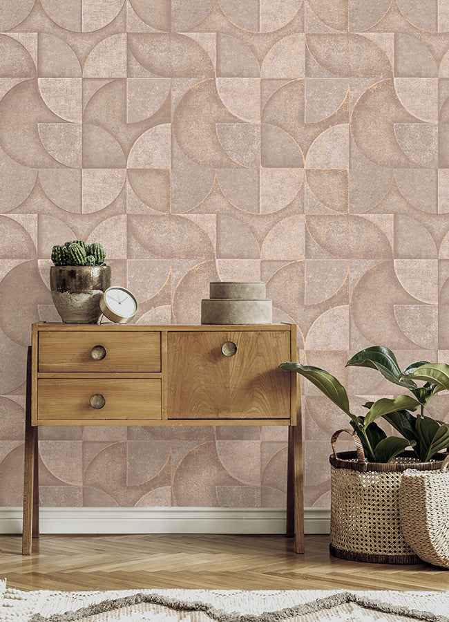 Addison Blush Retro Geo Wallpaper - York Wallcoverings - 4125-26748 - York Wallcoverings Wallpaper