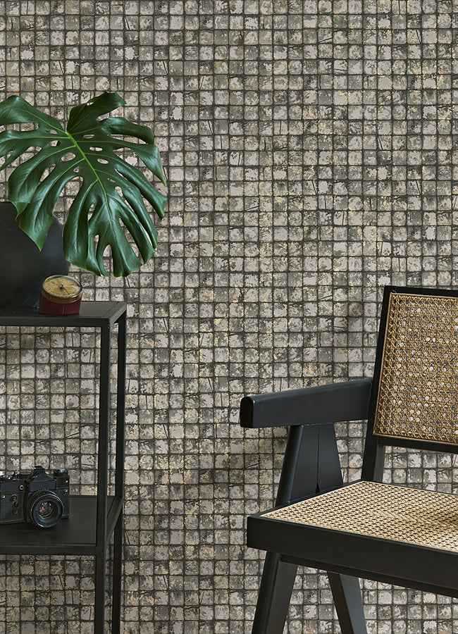 Kingsley Grey Tiled Wallpaper - York Wallcoverings - 4125-26756 - York Wallcoverings Wallpaper