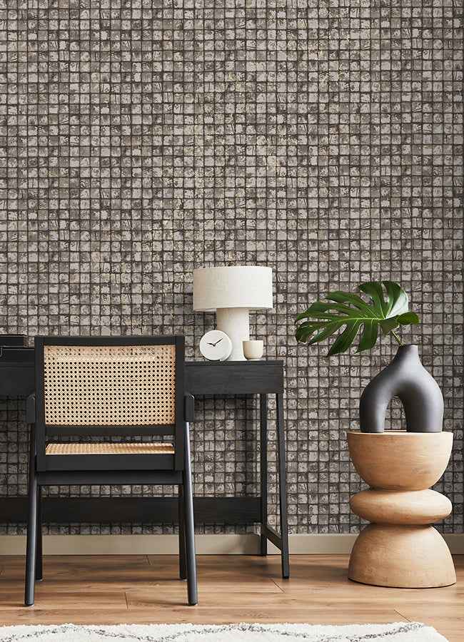 Kingsley Grey Tiled Wallpaper - York Wallcoverings - 4125-26756 - York Wallcoverings Wallpaper