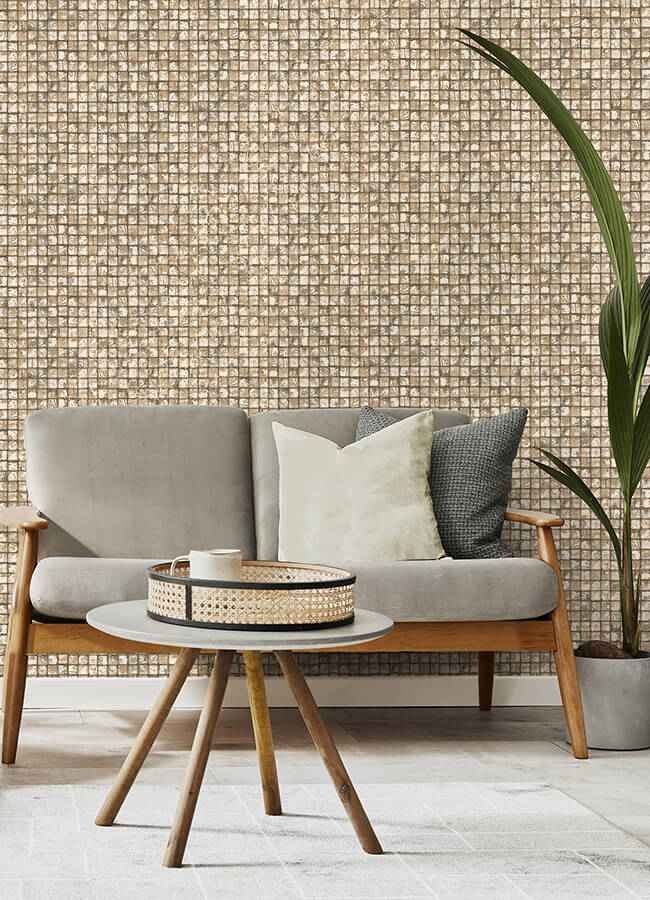 Kingsley Neutral Tiled Wallpaper - York Wallcoverings - 4125-26757 - York Wallcoverings Wallpaper