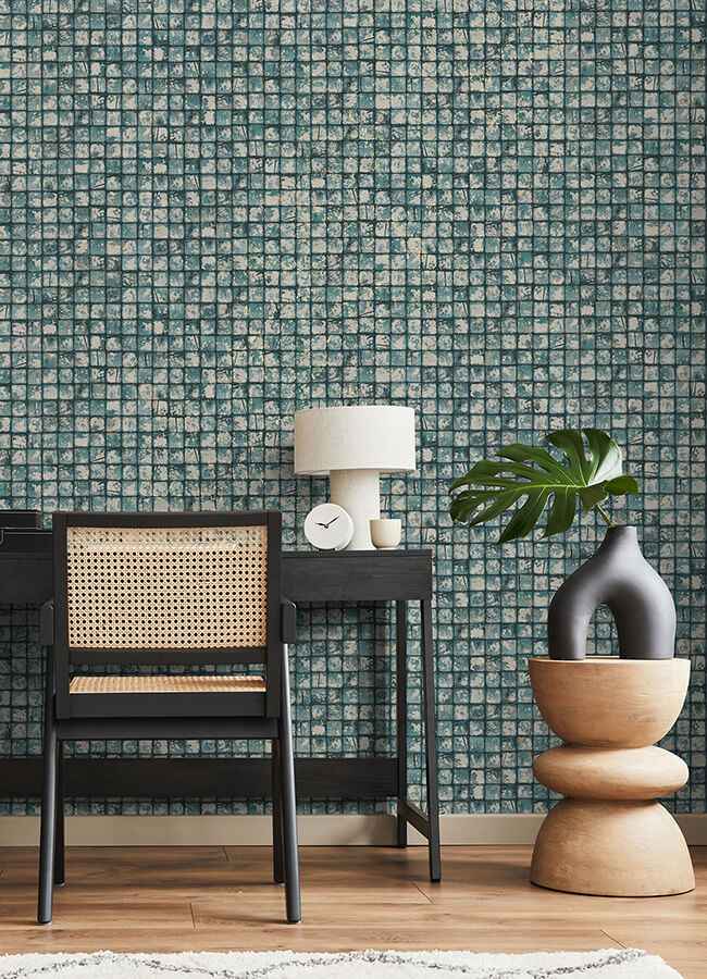 Kingsley Blue Tiled Wallpaper - York Wallcoverings - 4125-26758 - York Wallcoverings Wallpaper