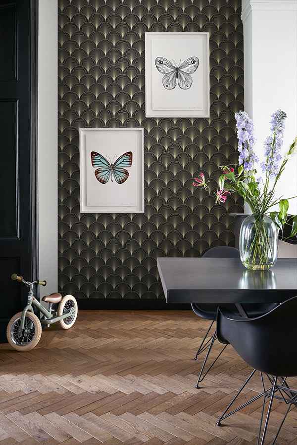Lempicka Black Art Deco Motif Wallpaper - York Wallcoverings - DD139457 - York Wallcoverings Wallpaper
