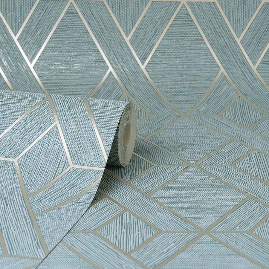Malcolm Teal Geo Wallpaper - York Wallcoverings - FD43154 - York Wallcoverings Wallpaper