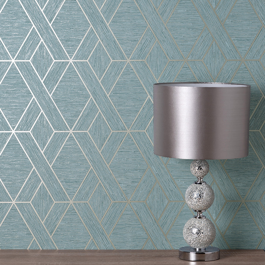 Malcolm Teal Geo Wallpaper - York Wallcoverings - FD43154 - York Wallcoverings Wallpaper