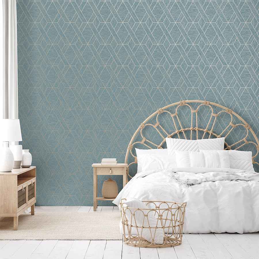 Malcolm Teal Geo Wallpaper - York Wallcoverings - FD43154 - York Wallcoverings Wallpaper