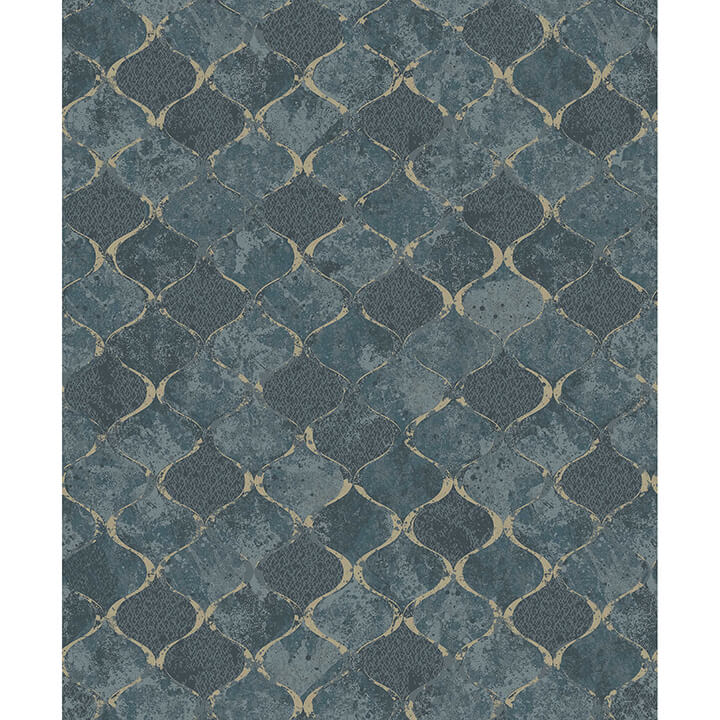 pilak-blue-ogee-tile-wallpaper-york-wallcoverings-4105-86607 - York Wallcoverings Papel pintado